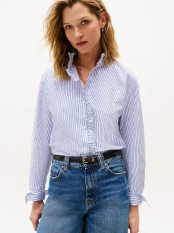 naisten paitapusero POPLIN RUFFLE SHIRT,>Tommy Hilfiger Clearance