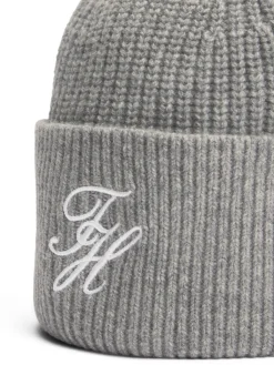 naisten pipo Tommy Script Cashmere Beanie, vaaleanharmaa><noscript><img width=