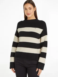 Naisten Raidallinen Neulepaita, CO CARDI STITCH C-NK SWT>Tommy Hilfiger New