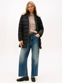 naisten takki MW DOWN SLIM COAT WITH,>Tommy Hilfiger