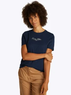 naisten t-paita, K-REG SCRIPT C-NK TEE SS>Tommy Hilfiger Online