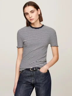 Naisten T-Paita, SLIM CTN MODAL RIB STP C NECK SS><noscript><img width=