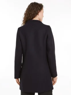 Naisten Villakangastakki, WOOL BLEND SLIM FUNNEL COAT>Tommy Hilfiger Best