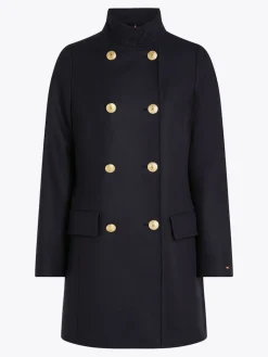 Naisten Villakangastakki, WOOL BLEND SLIM FUNNEL COAT><noscript><img width=