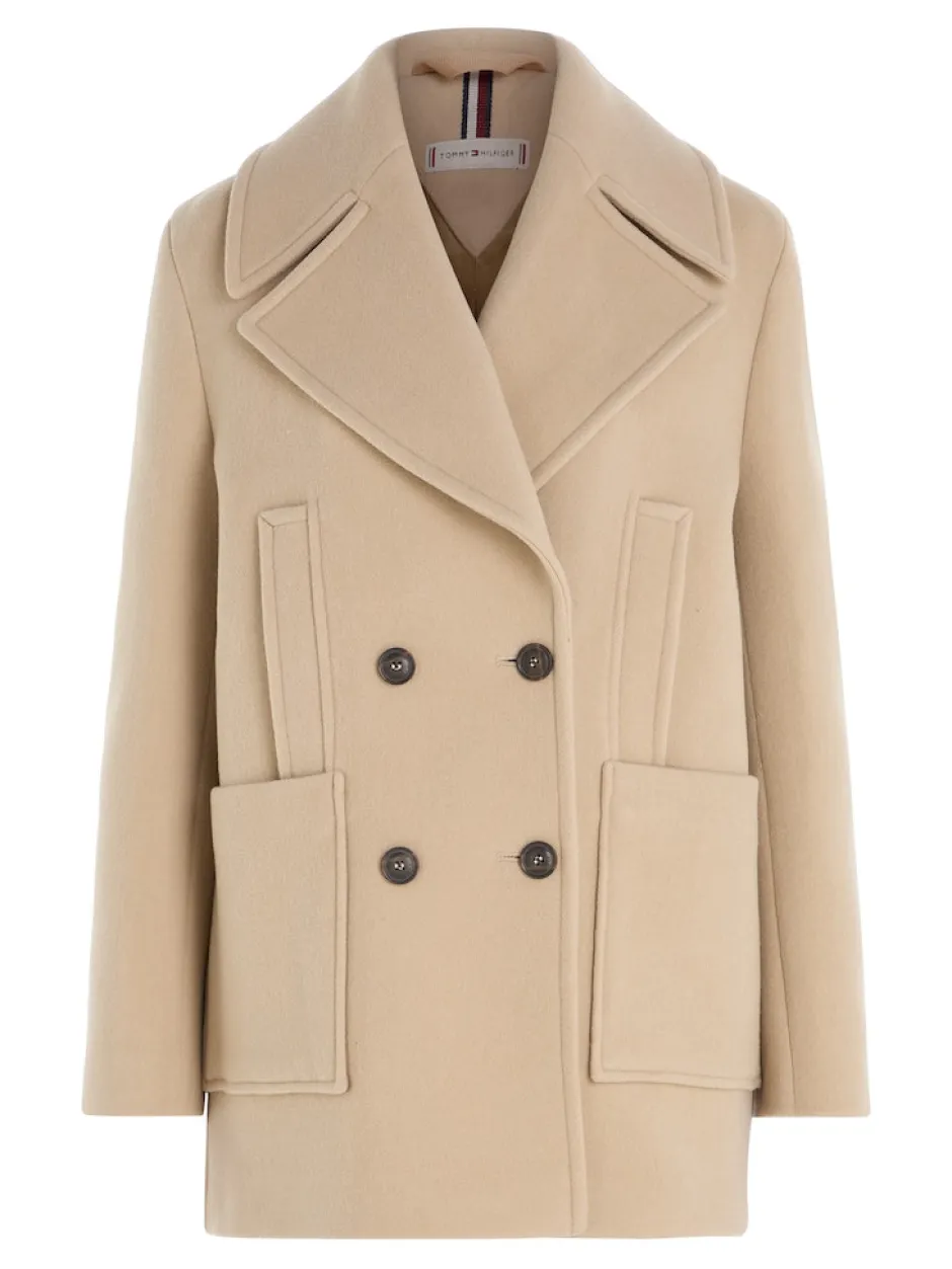 Naisten Villakangastakki, RELAXED WOOL BLEND PEACOAT>Tommy Hilfiger Outlet