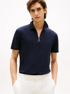 Regular Signature Zip Placket Polo Shirt>Tommy Hilfiger Discount