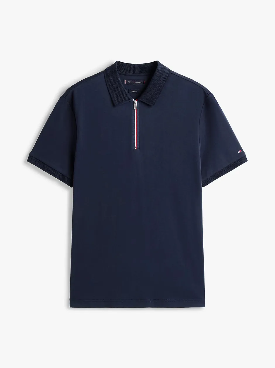 Regular Signature Zip Placket Polo Shirt>Tommy Hilfiger Discount