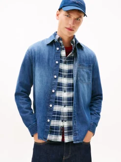 miesten farkkupaita TJM Denim Regular Fir Shirt EXT, sininen>Tommy Jeans Hot