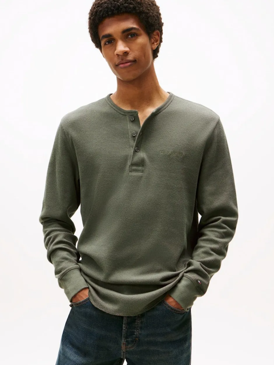miesten paita, TJM SLIM WAFFLE SCRIPT HENLEY>Tommy Jeans