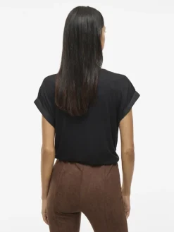 lyhythihainen toppi, VIELLETTE S/S SATIN TOP>Vila New