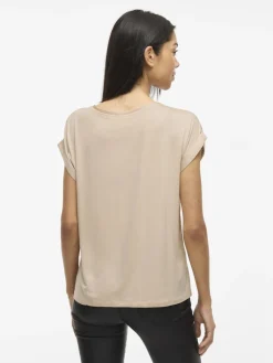 lyhythihainen toppi, VIELLETTE S/S SATIN TOP>Vila Hot