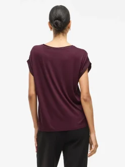 lyhythihainen toppi, VIELLETTE S/S SATIN TOP>Vila Best