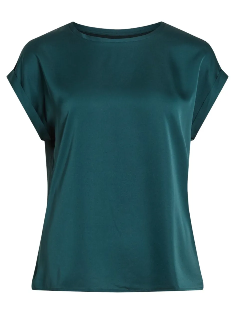lyhythihainen toppi, VIELLETTE S/S SATIN TOP>Vila Best