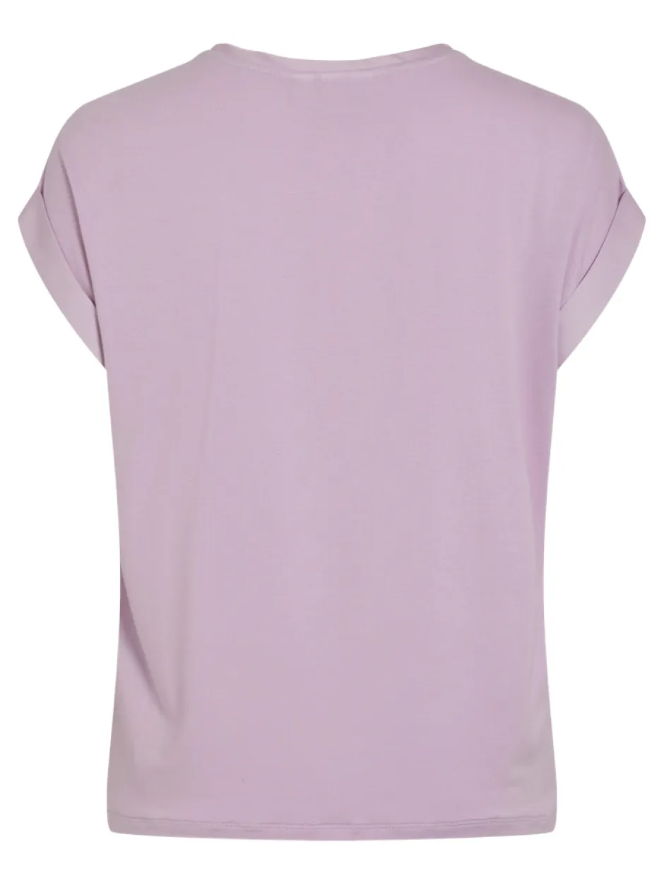 lyhythihainen toppi, VIELLETTE S/S SATIN TOP>Vila Sale