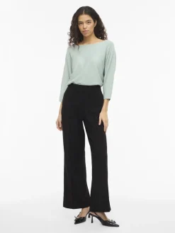 naisten housut VIWINNIE CLUA HW WIDE PANTS, musta>Vila Outlet