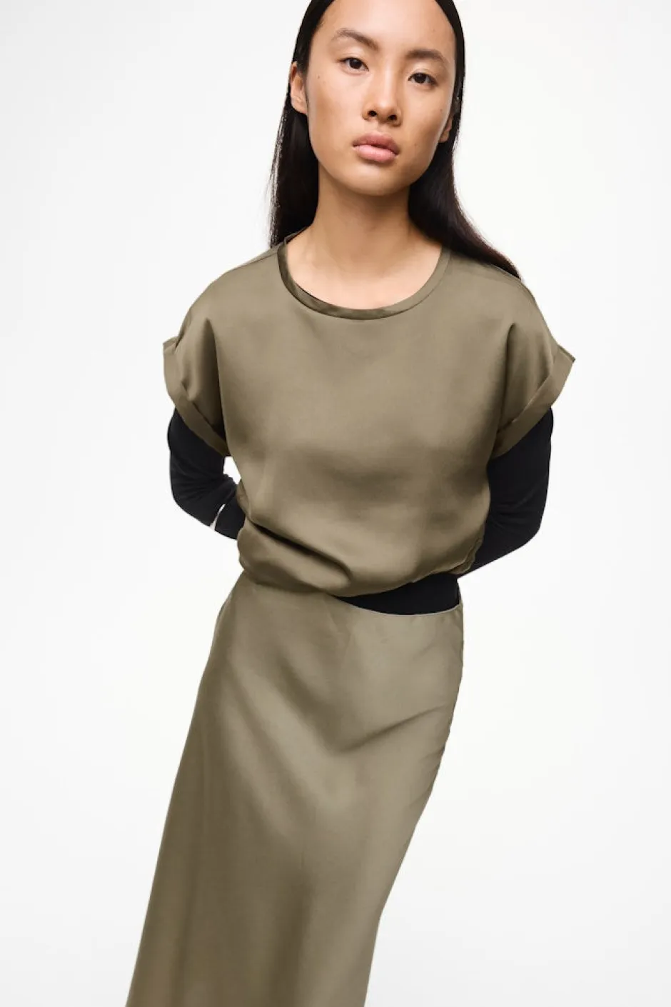 naisten lyhythihainen toppi K-Viellette S/S Satin Top - NOOS,>Vila Outlet