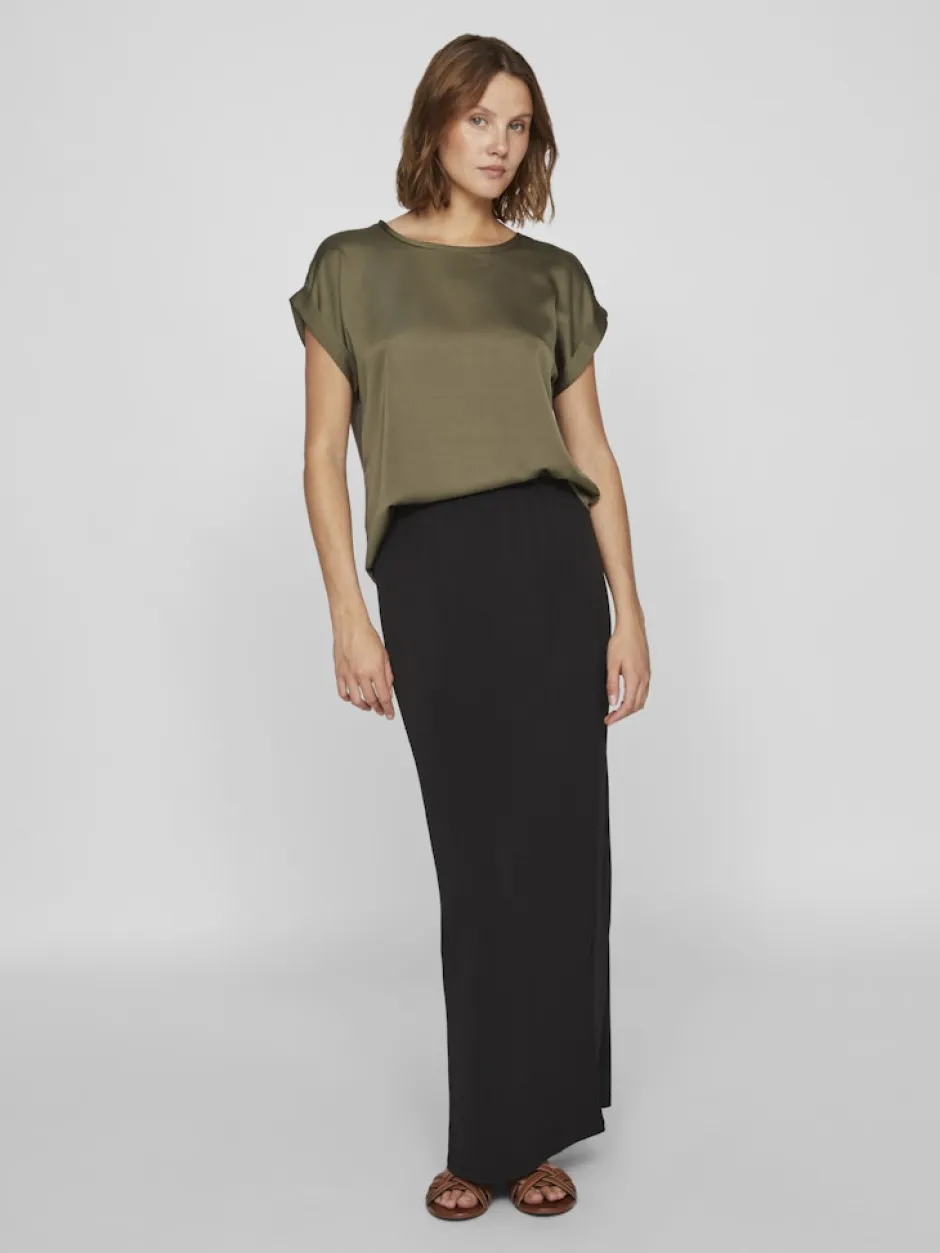 naisten lyhythihainen toppi K-Viellette S/S Satin Top - NOOS,>Vila Outlet