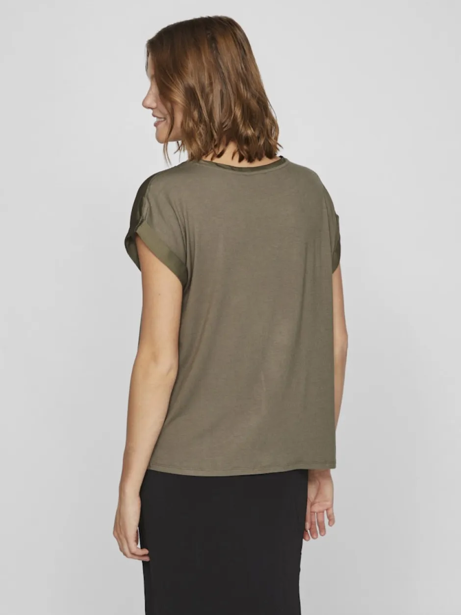 naisten lyhythihainen toppi K-Viellette S/S Satin Top - NOOS,>Vila Outlet