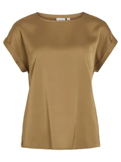naisten lyhythihainen toppi K-Viellette S/S Satin Top - NOOS, Bistre>Vila Online