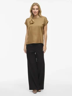 naisten lyhythihainen toppi K-Viellette S/S Satin Top - NOOS, Bistre><noscript><img width=