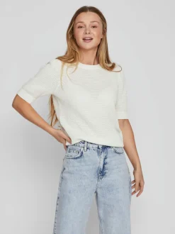 naisten neulepusero, VIDALO O-NECK S/S KNIT TOP>Vila Sale