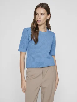 naisten neulepusero, VIDALO O-NECK S/S KNIT TOP>Vila Discount