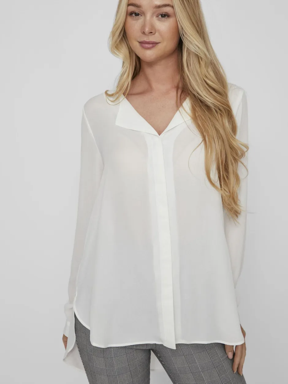 naisten paita Vilucy LS Shirt, valkoinen>Vila Outlet