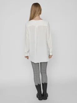naisten paita Vilucy LS Shirt, valkoinen>Vila Outlet
