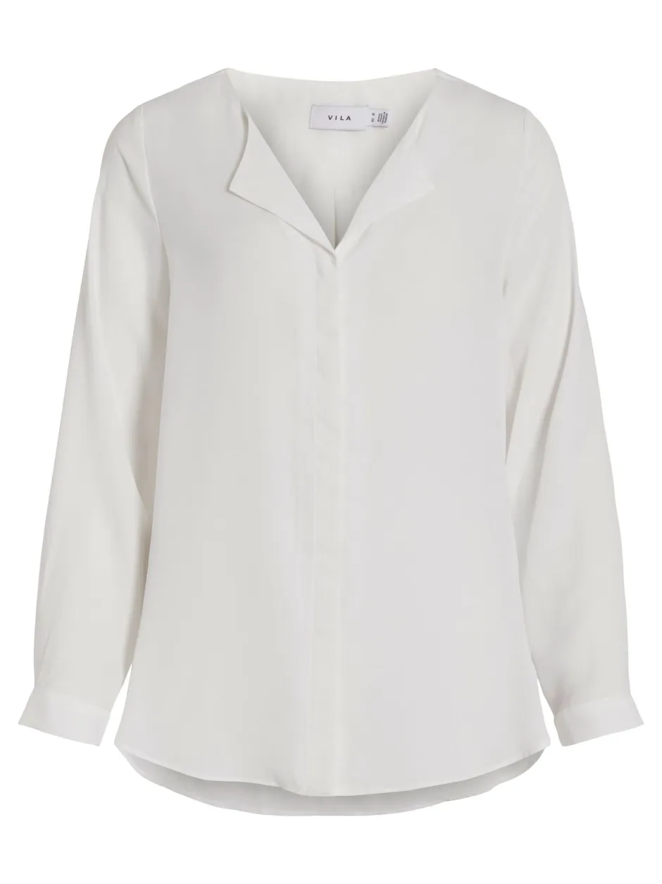 naisten paita Vilucy LS Shirt, valkoinen>Vila Outlet