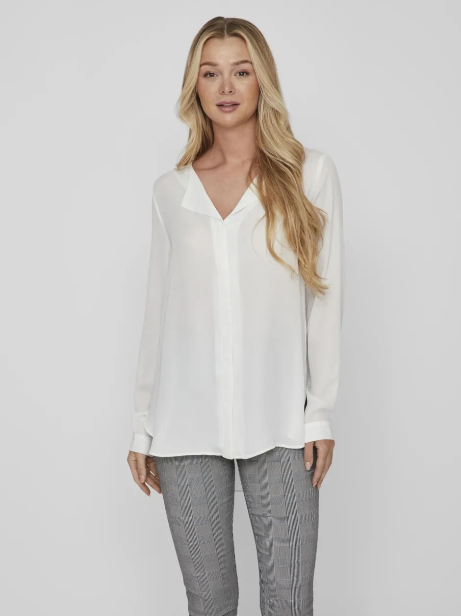naisten paita Vilucy LS Shirt, valkoinen>Vila Outlet