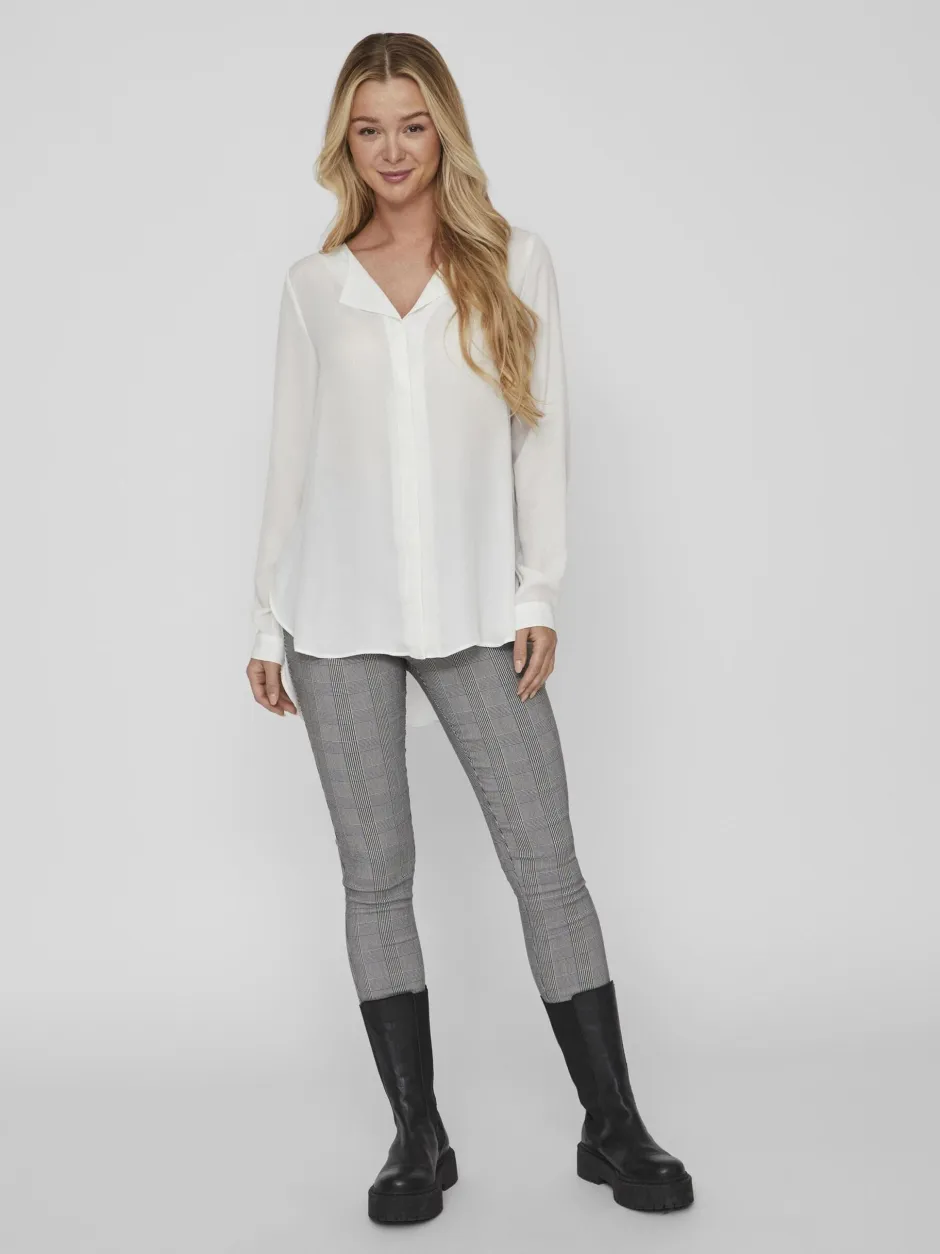 naisten paita Vilucy LS Shirt, valkoinen>Vila Outlet