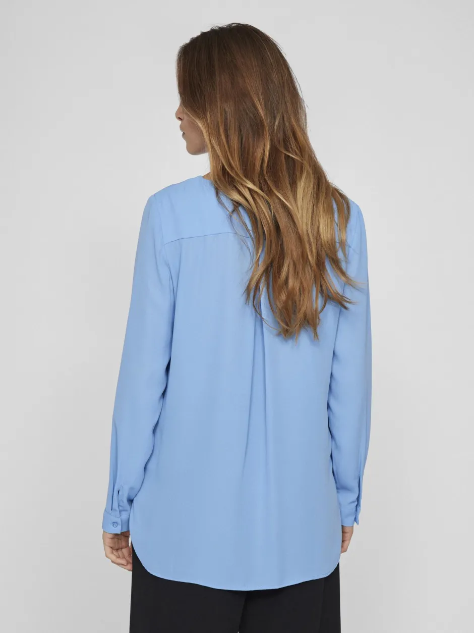 naisten paita Vilucy LS Shirt, sininen>Vila Best