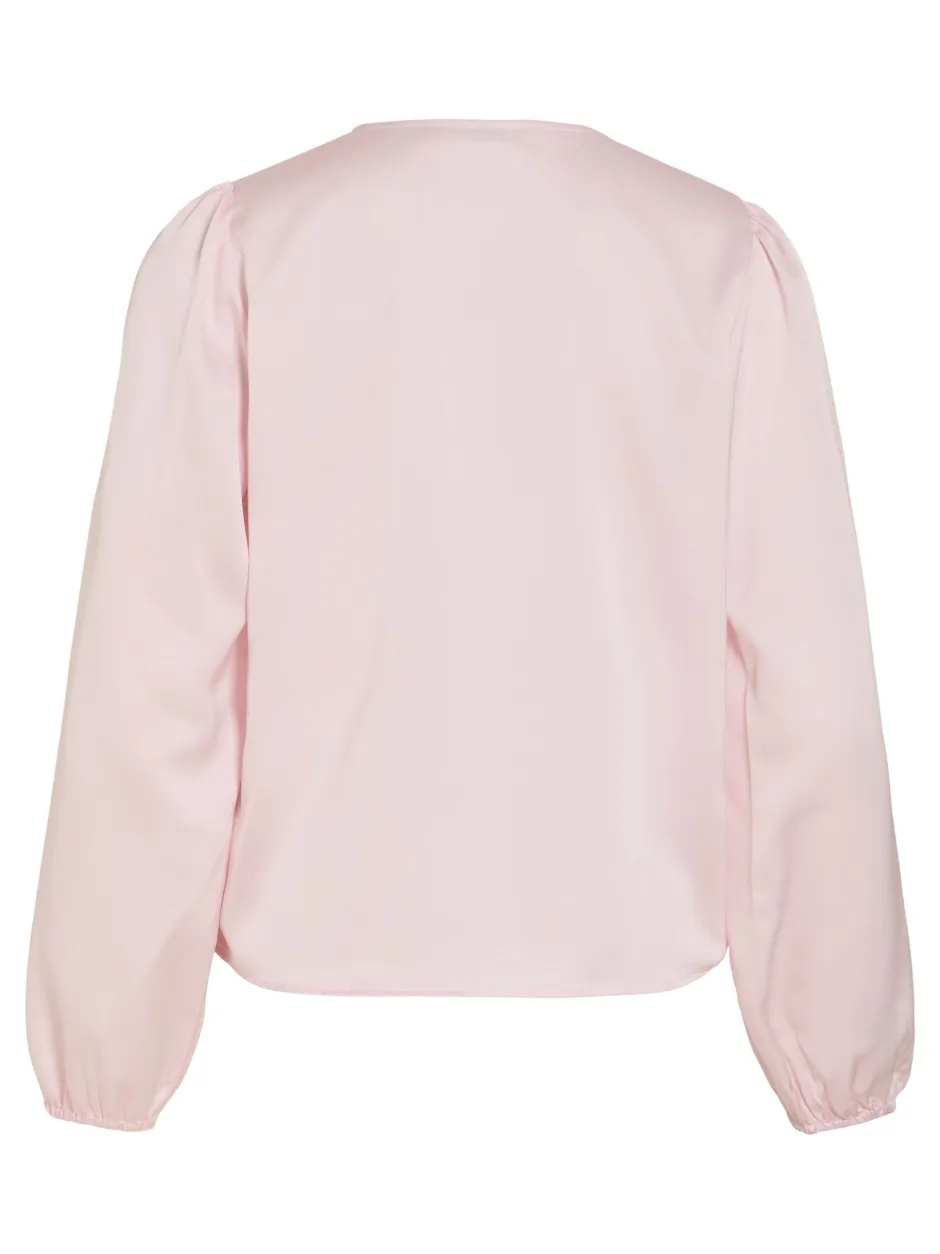 naisten pusero Vielette L/S Smock Satin Top,>Vila