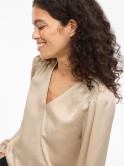 naisten pusero Vielette L/S Smock Satin Top,><noscript><img width=
