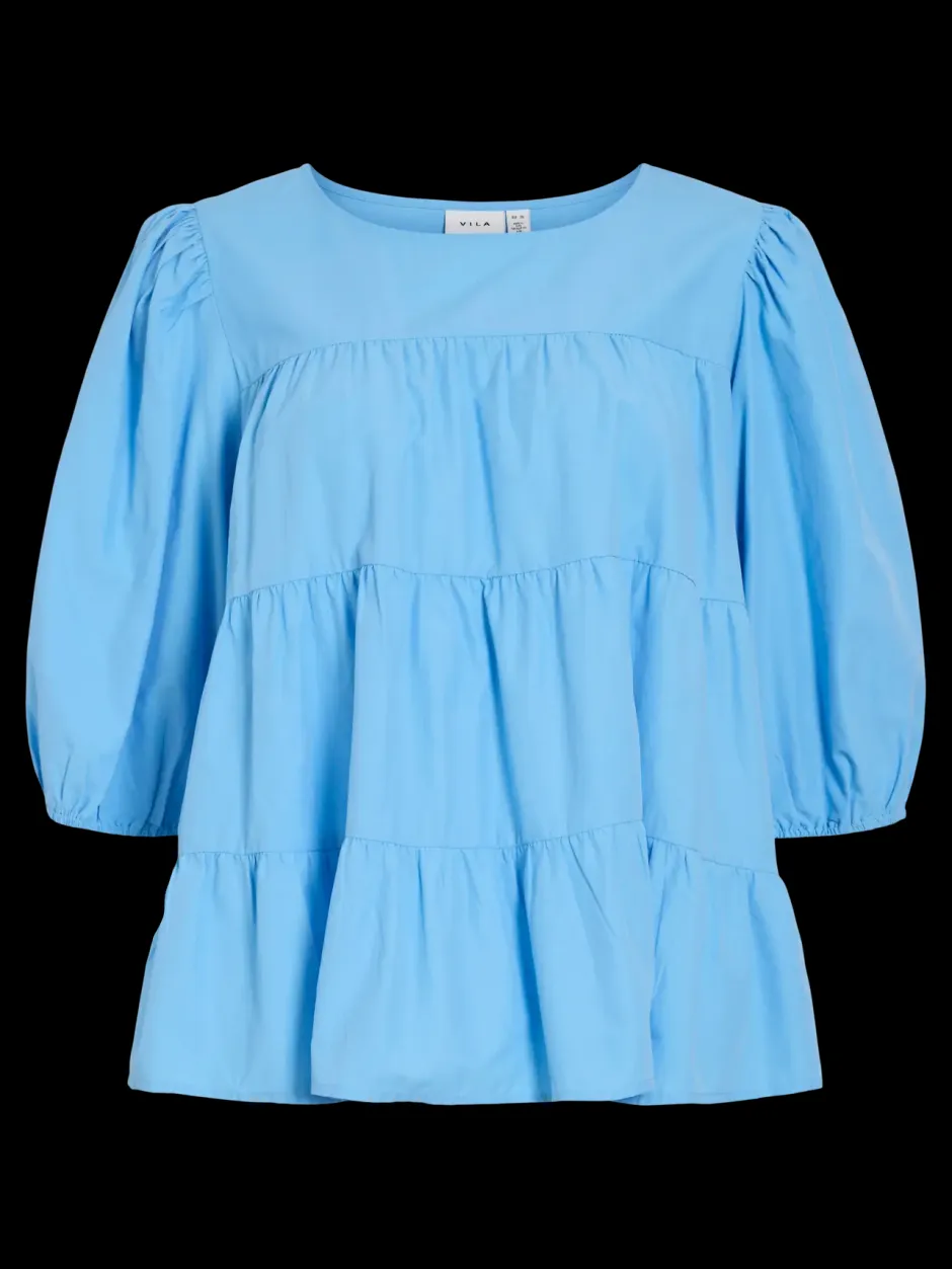 naisten pusero Vikelli 3/4 O-Neck Top, sininen>Vila Discount