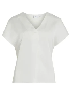 naisten satiinitoppi, VIELLETTE V-NECK S/S SATIN TOP><noscript><img width=