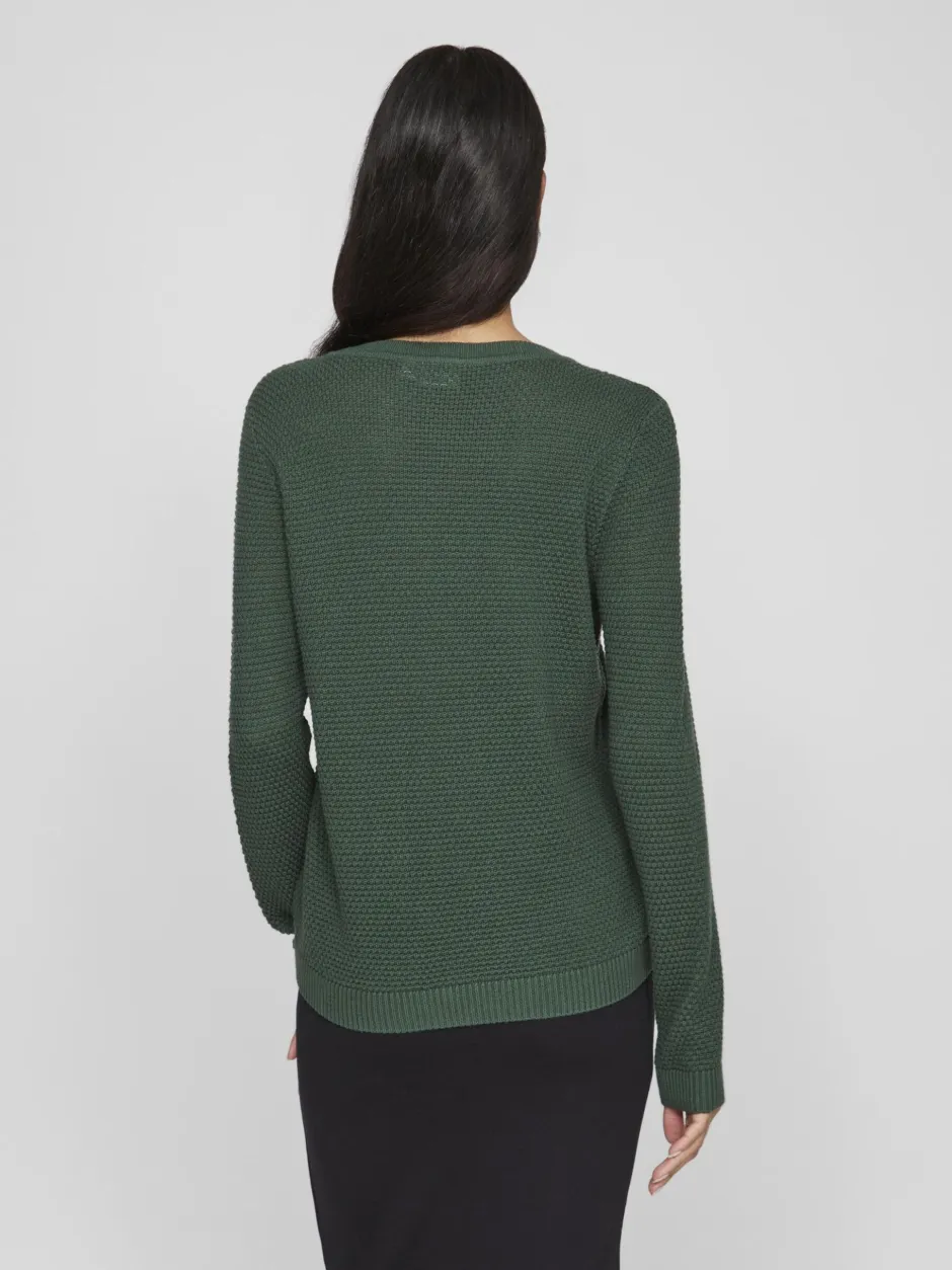 neule, VIDALO O-NECK L/S KNIT TOP Armeijanvihreä>Vila Clearance
