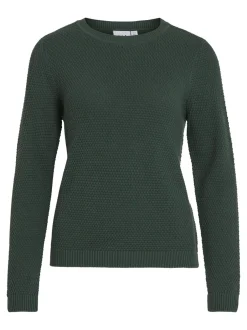 neule, VIDALO O-NECK L/S KNIT TOP Armeijanvihreä><noscript><img width=