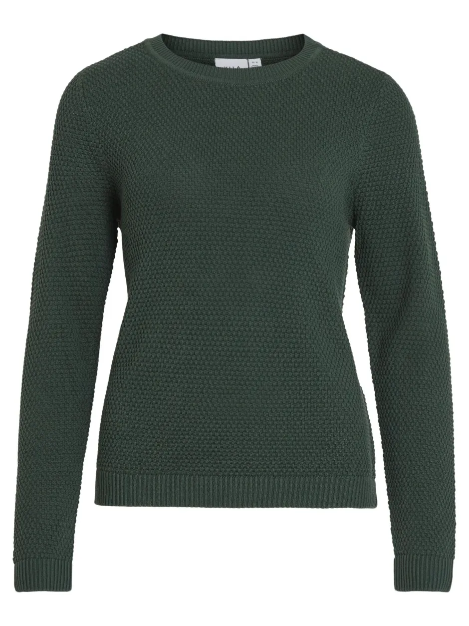 neule, VIDALO O-NECK L/S KNIT TOP Armeijanvihreä>Vila Clearance