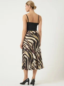 hame, YASPELLA HW MIDI SKIRT Sandshell Zebra Print>Y.A.S