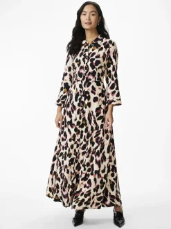 Naisten Maksimekko YASSAVANNA LONG SHIRT DRESS Beige Kuosi>Y.A.S Sale