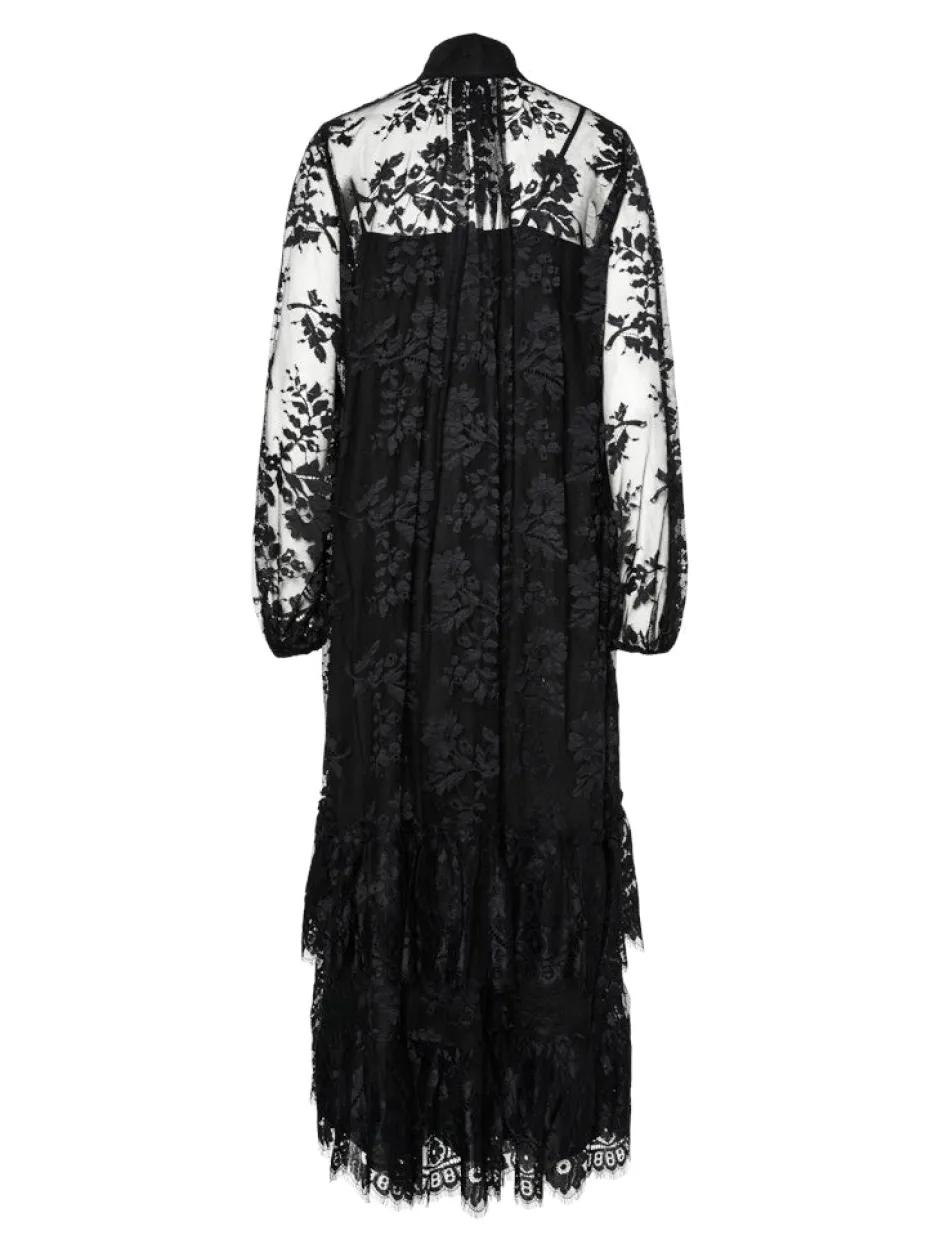 naisten mekko YASLACILLA LS LACE LONG DRESS, musta>Y.A.S Sale