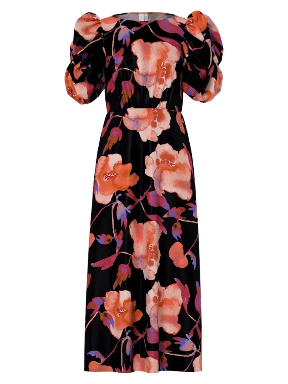 naisten mekko YASPELLA 2/4 LONG DRESS S., Black Pilana Aop>Y.A.S Best