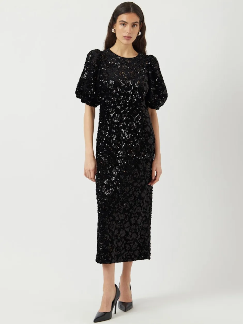 naisten mekko YASSOFIE 2/4 SEQUIN MIDI DRESS, musta>Y.A.S Outlet