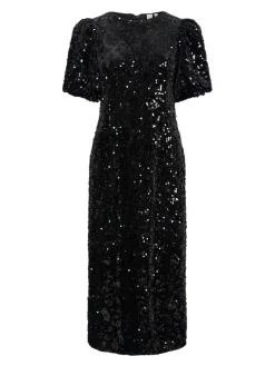 naisten mekko YASSOFIE 2/4 SEQUIN MIDI DRESS, musta><noscript><img width=