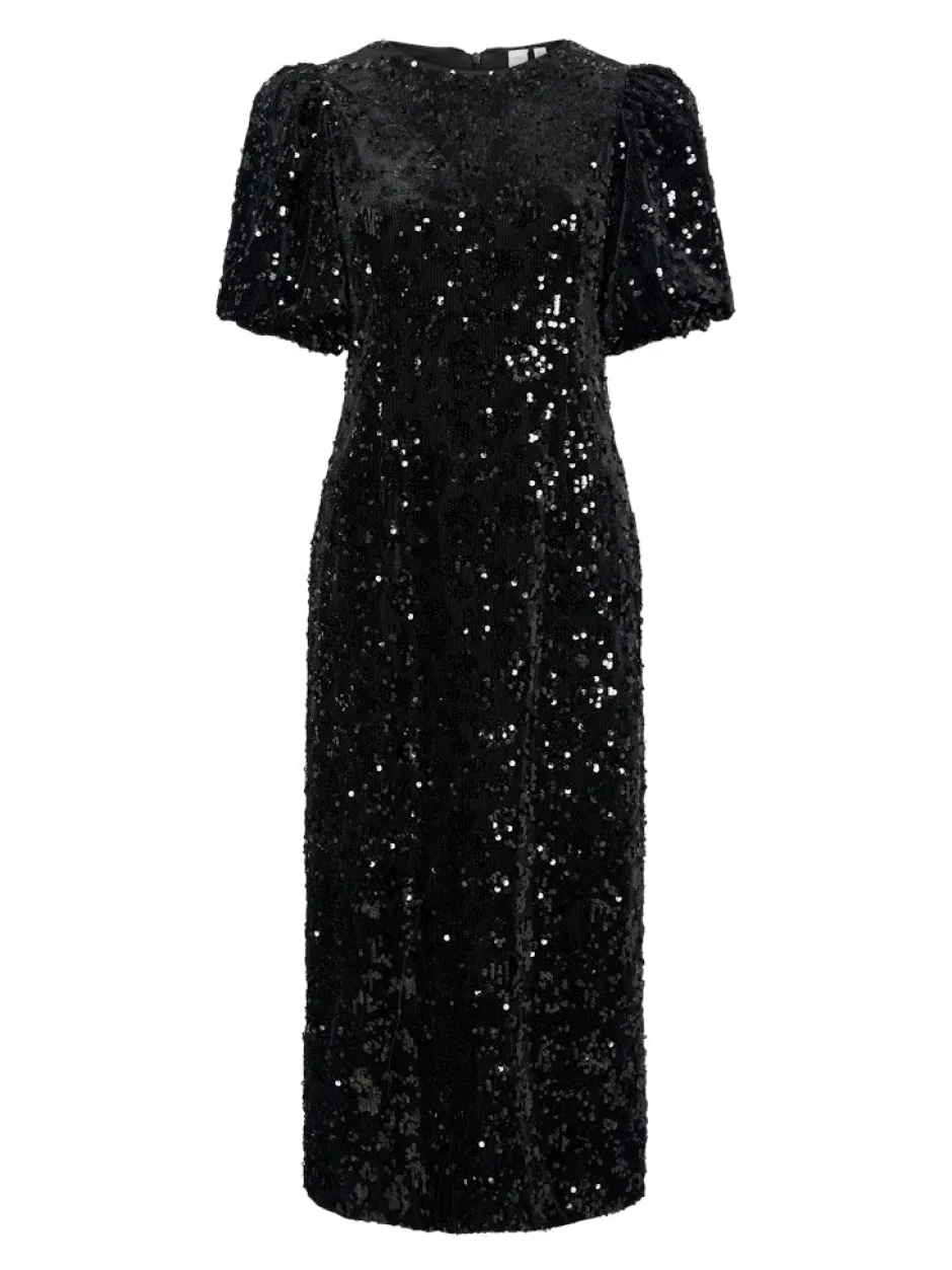 naisten mekko YASSOFIE 2/4 SEQUIN MIDI DRESS, musta>Y.A.S Outlet