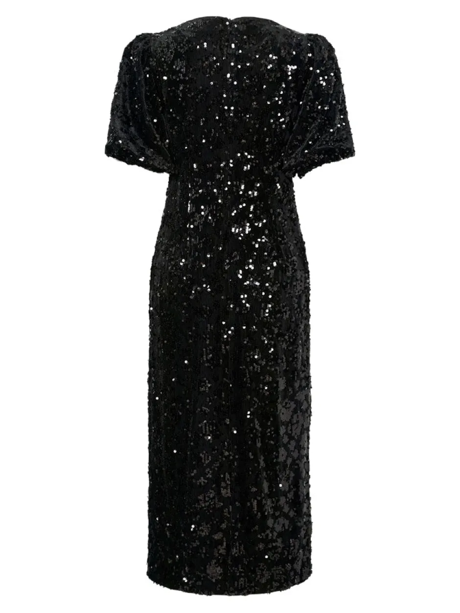 naisten mekko YASSOFIE 2/4 SEQUIN MIDI DRESS, musta>Y.A.S Outlet