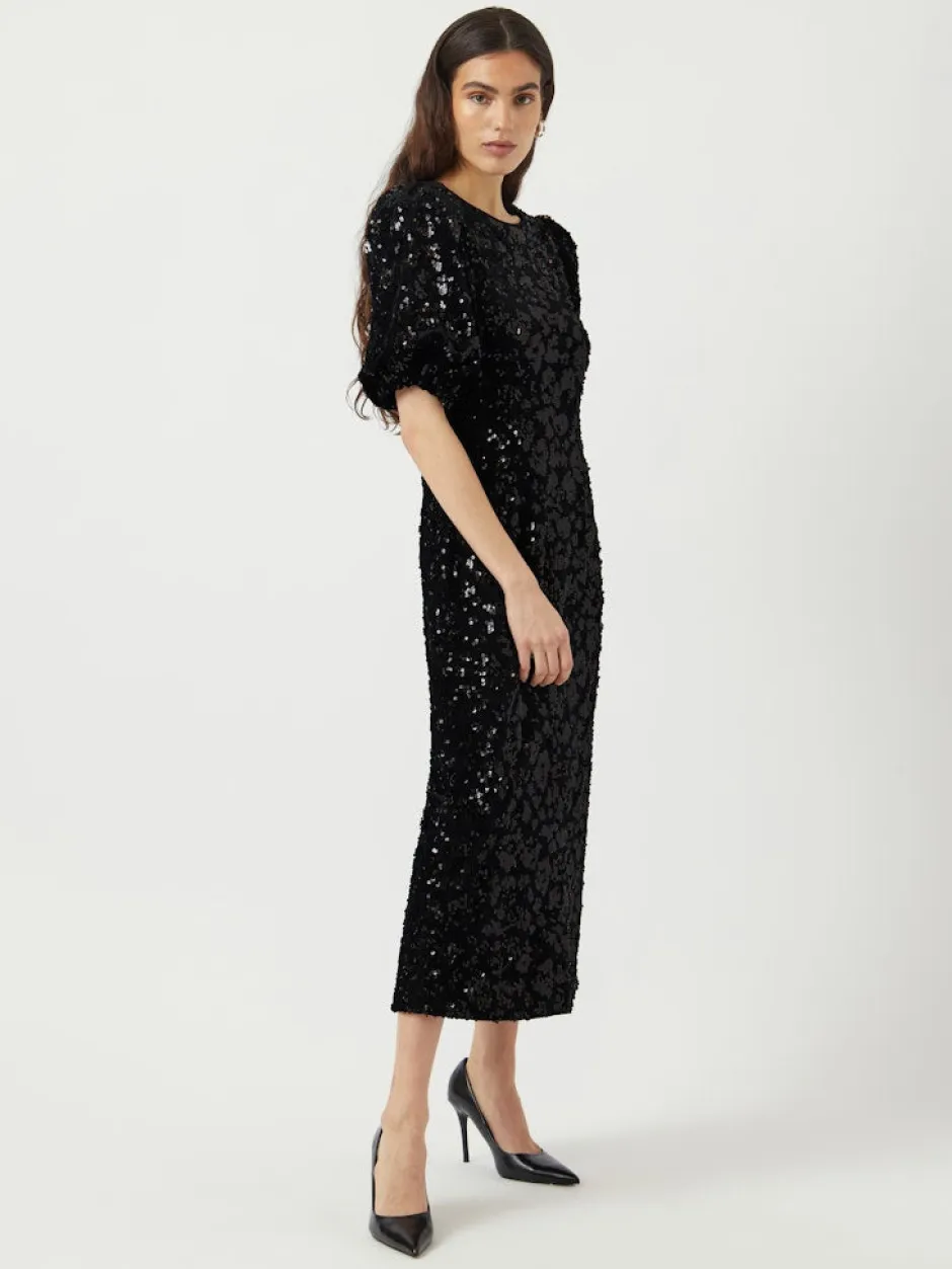naisten mekko YASSOFIE 2/4 SEQUIN MIDI DRESS, musta>Y.A.S Outlet