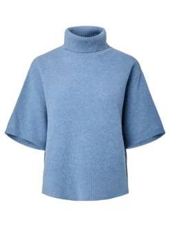 naisten neulepusero, YASEMILA 2/4 WOOL KNIT PULLOVER S. NOOS Windward Blue>Y.A.S New