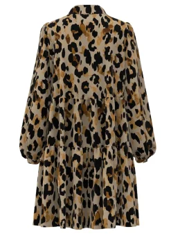 Naisten PaitaMekko, YASALIRA LS SHIRT DRESS NOOS Ruskea Kuosi>Y.A.S New